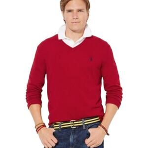 Polo ralph lauren mens v-neck waffle weave Thermal shirt red‎ Size 2XL